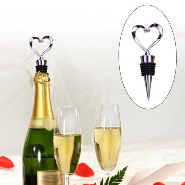 Heart Shaped Wine Bottle Sealer Standing on Wine Bottle In Champagne Bottle