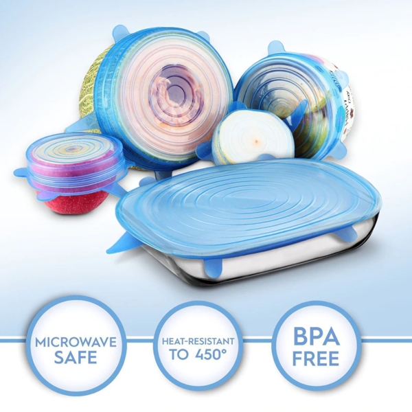 Reusable silicone stretch lids are hot and cold temperature safe